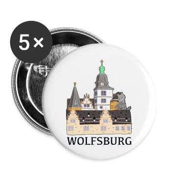 Wolfsburg, Castle - Buttons small 1''/25 mm (5-pack) - white - Front
