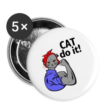 Le chat peut le faire - Les chats peuvent tout faire - Fun Satire - Lot de 5 petits badges (25 mm) - blanc - Devant