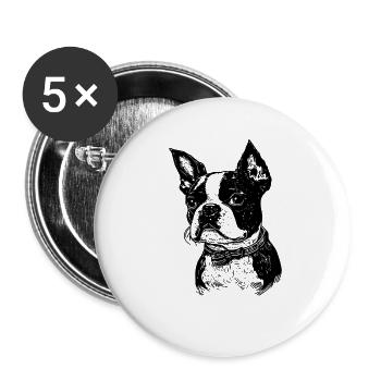 Boston Terrier - Lot de 5 petits badges (25 mm) - blanc - Devant