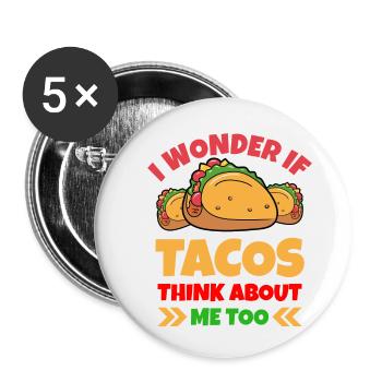 Taco Tortilla Corn Mexico Food I Gift - Buttons small 1''/25 mm (5-pack) - white - Front