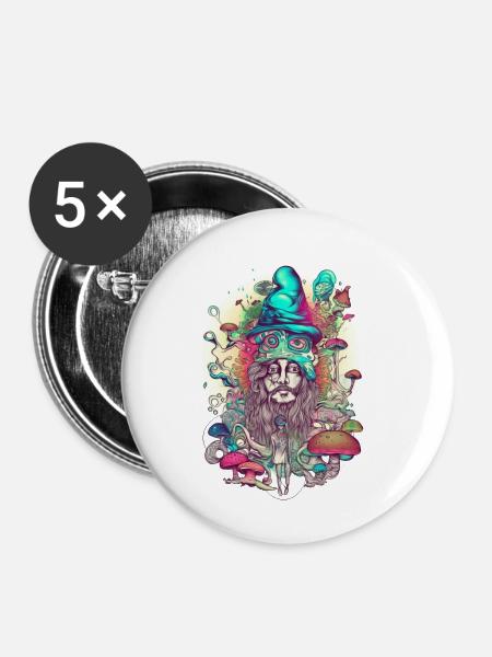 Trippy Schamane - Buttons klein 25 mm (5er Pack) - Weiß