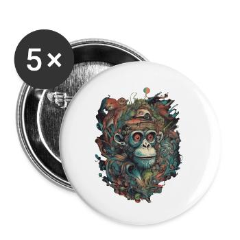 Trippy Monkey - Buttons small 1''/25 mm (5-pack) - white - Front