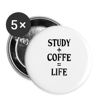 Étude et café - Lot de 5 petits badges (25 mm) - blanc - Devant