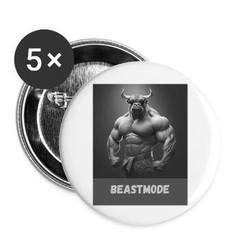 Fitness/Bodybuilding Clothing Bull Design - Buttons klein 25 mm (5er Pack) - Weiß - Vorne