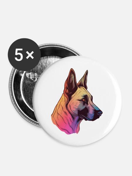 Belgian Malinois - Buttons klein 25 mm (5er Pack) - Weiß