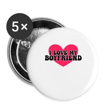 I love my boyfriend - Buttons small 1''/25 mm (5-pack) - white - Front
