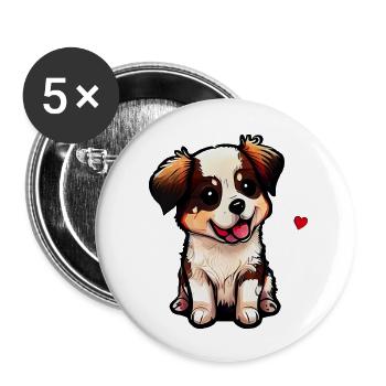Hundebaby mit Herz: süßeste Vierbeiner der Welt - Buttons klein 25 mm (5er Pack) - Weiß - Vorne