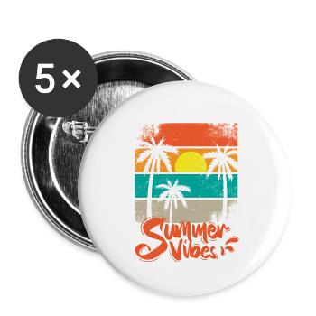 Summer vibes sunset retro - Buttons small 1''/25 mm (5-pack) - white - Front