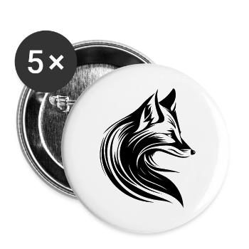Style tatouage Fox Portrait en lignes fluides - Lot de 5 petits badges (25 mm) - blanc - Devant