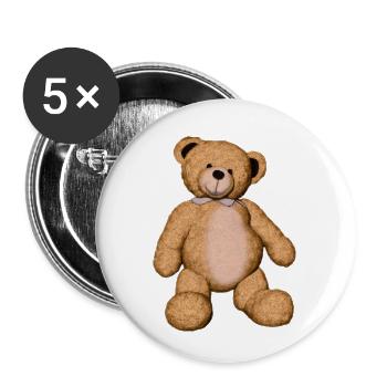 Teddybär - Buttons klein 25 mm (5er Pack) - Weiß - Vorne