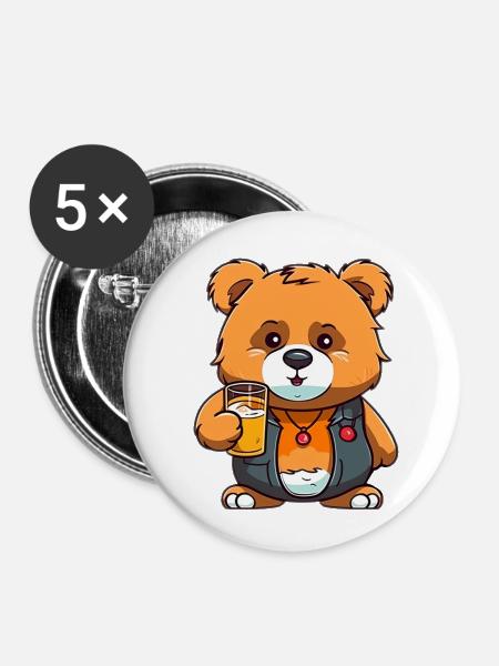 father beer - Buttons klein 25 mm (5er Pack) - Weiß