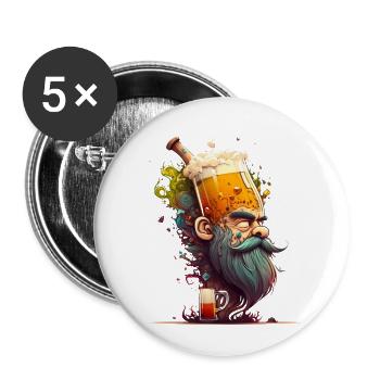 Motif de bière artisanale créative cool - Lot de 5 petits badges (25 mm) - blanc - Devant