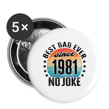 Bester Papa der Welt seit 1981 Vatertag - Buttons klein 25 mm (5er Pack) - Weiß - Vorne