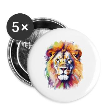 Lion Lion Head Predator Colorful Splash Art - Lot de 5 petits badges (25 mm) - blanc - Devant