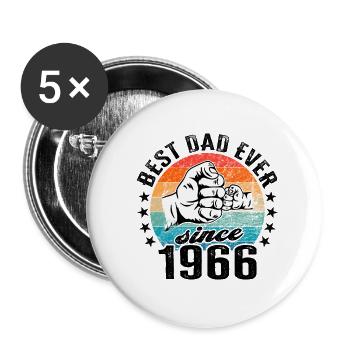 Bester Papa der Welt seit 1966 Vatertag - Buttons klein 25 mm (5er Pack) - Weiß - Vorne