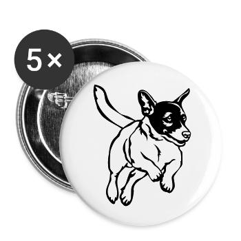 Jack Russell Terrier - Lot de 5 petits badges (25 mm) - blanc - Devant