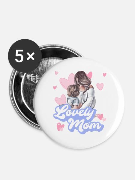LIEBE MAMA - Buttons klein 25 mm (5er Pack) - Weiß