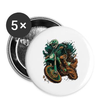 Motocross Vert Orage-Orange Splash - Lot de 5 petits badges (25 mm) - blanc - Devant
