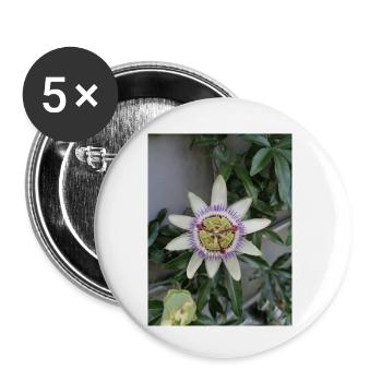 Passiflora fleur de Fruit de la Passion - Lot de 5 petits badges (25 mm) - blanc - Devant