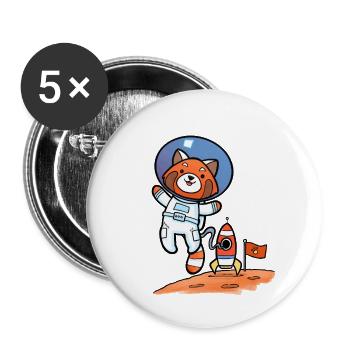 Roter Panda Astronaut Karikatur - Buttons klein 25 mm (5er Pack) - Weiß - Vorne