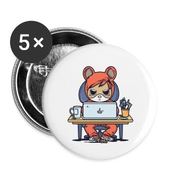 Grumpy Coder in Hoodie - Buttons small 1''/25 mm (5-pack) - white - Front