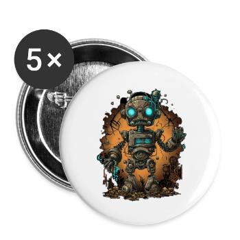 Netter kleiner Roboter - Buttons klein 25 mm (5er Pack) - Weiß - Vorne
