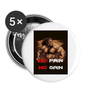 Sans travail, il n’y a pas de coups « Pas de douleur, pas de gain » - Lot de 5 petits badges (25 mm) - blanc - Devant