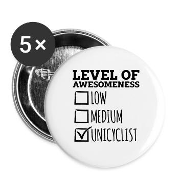 Niveau De Génialité Monocycle Vélo Unicycliste - Lot de 5 petits badges (25 mm) - blanc - Devant