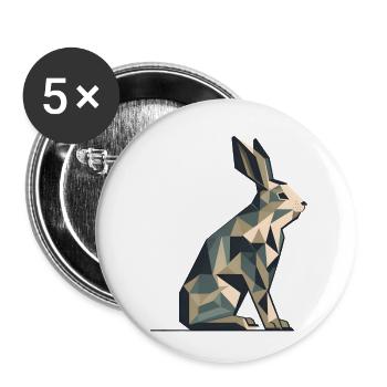 Lapin Origami - Lot de 5 petits badges (25 mm) - blanc - Devant