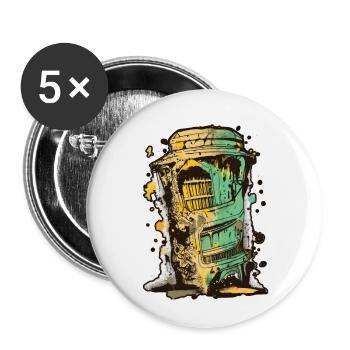 Abstraktes Vektor-Grafitti-Design, niedrige Palette - Buttons klein 25 mm (5er Pack) - Weiß - Vorne
