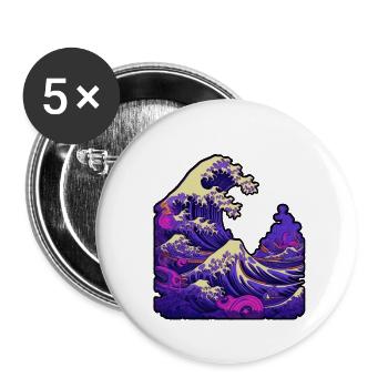 Tsunami wave japanese art, low colour palette - Buttons small 1''/25 mm (5-pack) - white - Front