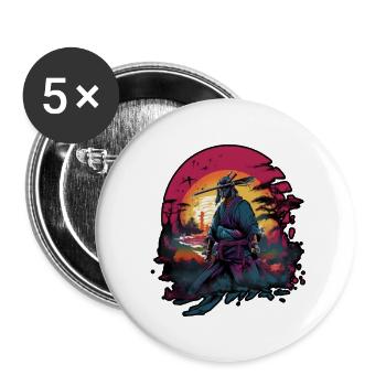 Chinese Warrior emerging from sunset, vector - Lot de 5 petits badges (25 mm) - blanc - Devant