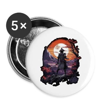 Chinese Warrior emerging from sunset, vector - Lot de 5 petits badges (25 mm) - blanc - Devant