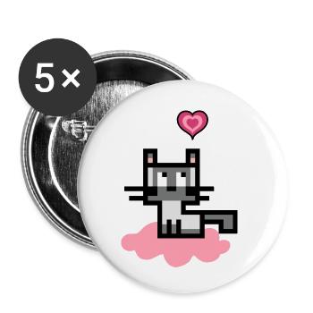 Holy Burma Cat on a pink cloud - Buttons small 1''/25 mm (5-pack) - white - Front