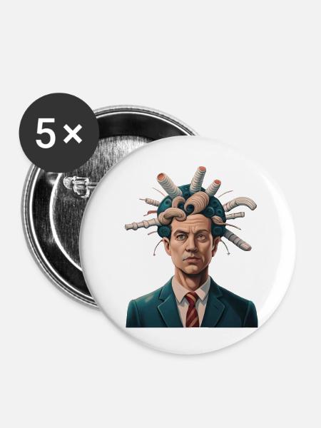 no Aliens - Buttons klein 25 mm (5er Pack) - Weiß