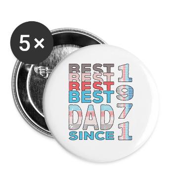 Bester Papa der Welt seit 1971 Vatertag Geburtstag - Buttons klein 25 mm (5er Pack) - Weiß - Vorne