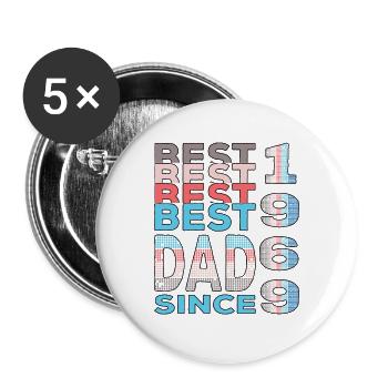 Meilleur papa du monde depuis 1969 Fête des pères Anniversaire - Lot de 5 petits badges (25 mm) - blanc - Devant