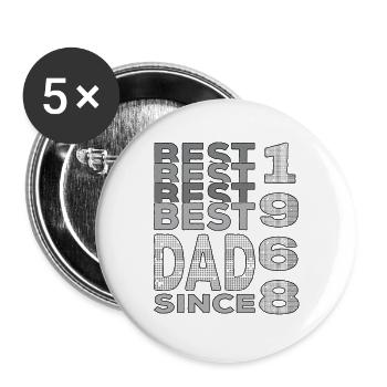 Meilleur papa du monde depuis 1968 Fête des pères Anniversaire - Lot de 5 petits badges (25 mm) - blanc - Devant