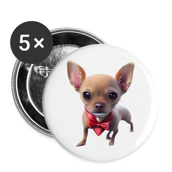 Chihuahua Dog Propriétaire Chihuahua Puppy Dogs - Lot de 5 petits badges (25 mm) - blanc - Devant