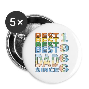 Bester Papa der Welt seit 1966 Vatertag - Buttons klein 25 mm (5er Pack) - Weiß - Vorne