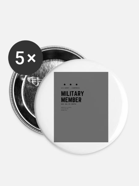 Military Member Design - Buttons klein 25 mm (5er Pack) - Weiß