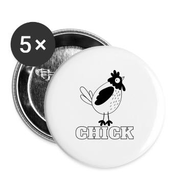 Chick for Chicks - T-shirt poussin mignon - Lot de 5 petits badges (25 mm) - blanc - Devant