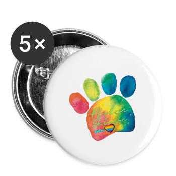 Pfoten Sklave von Herzen - lustiges Statement - Buttons klein 25 mm (5er Pack) - Weiß - Vorne