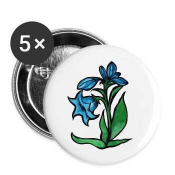 Blaue Blume - Buttons klein 25 mm (5er Pack) - Weiß - Vorne