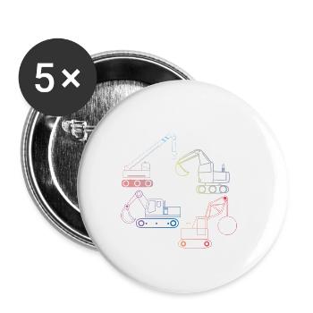 Bagger Baustelle Bauarbeiterin Mädchen I Geschenk - Buttons klein 25 mm (5er Pack) - Weiß - Vorne