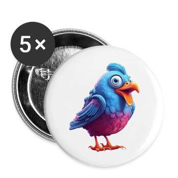 Charmant compagnon à plumes - Lot de 5 petits badges (25 mm) - blanc - Devant