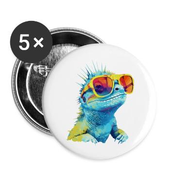 Zou the spectacled lizard - Buttons small 1''/25 mm (5-pack) - white - Front