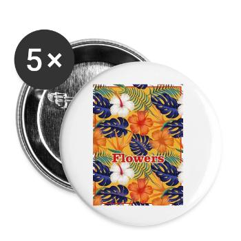 TROPISCHE BLUMEN - Buttons klein 25 mm (5er Pack) - Weiß - Vorne