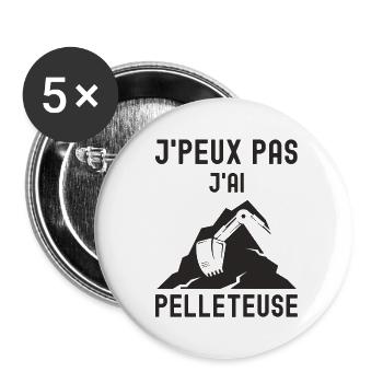 Chantier de construction pelleteuse 1 - Lot de 5 petits badges (25 mm) - blanc - Devant