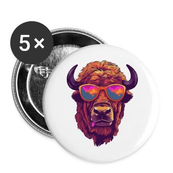 Boli der Bison - Buttons klein 25 mm (5er Pack) - Weiß - Vorne
